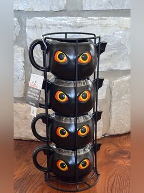 Celebrate Black Halloween Owl Mugs - Set of 4